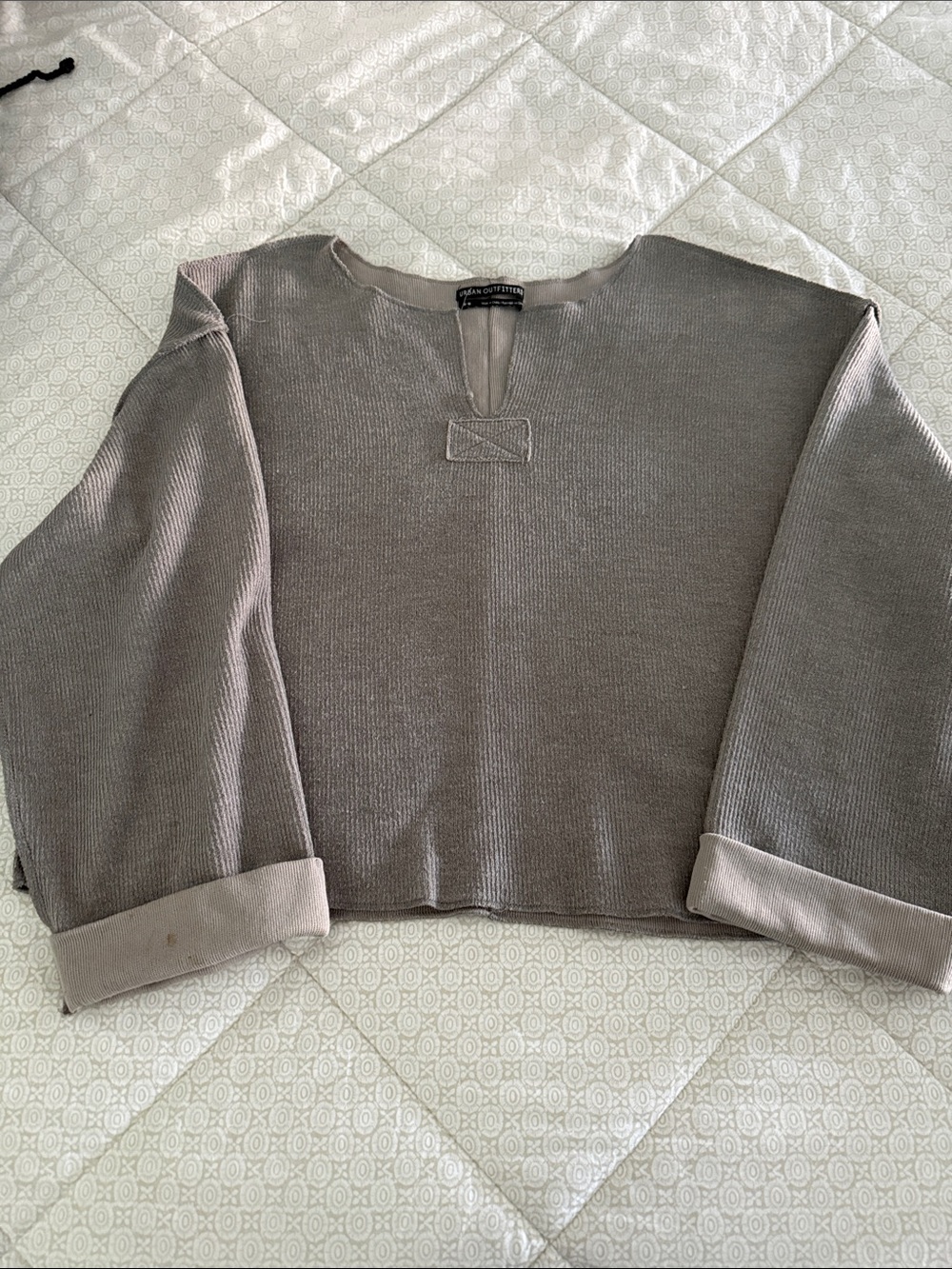 Urban Outfitters Taupe Gray Knit V-Notch Pullover